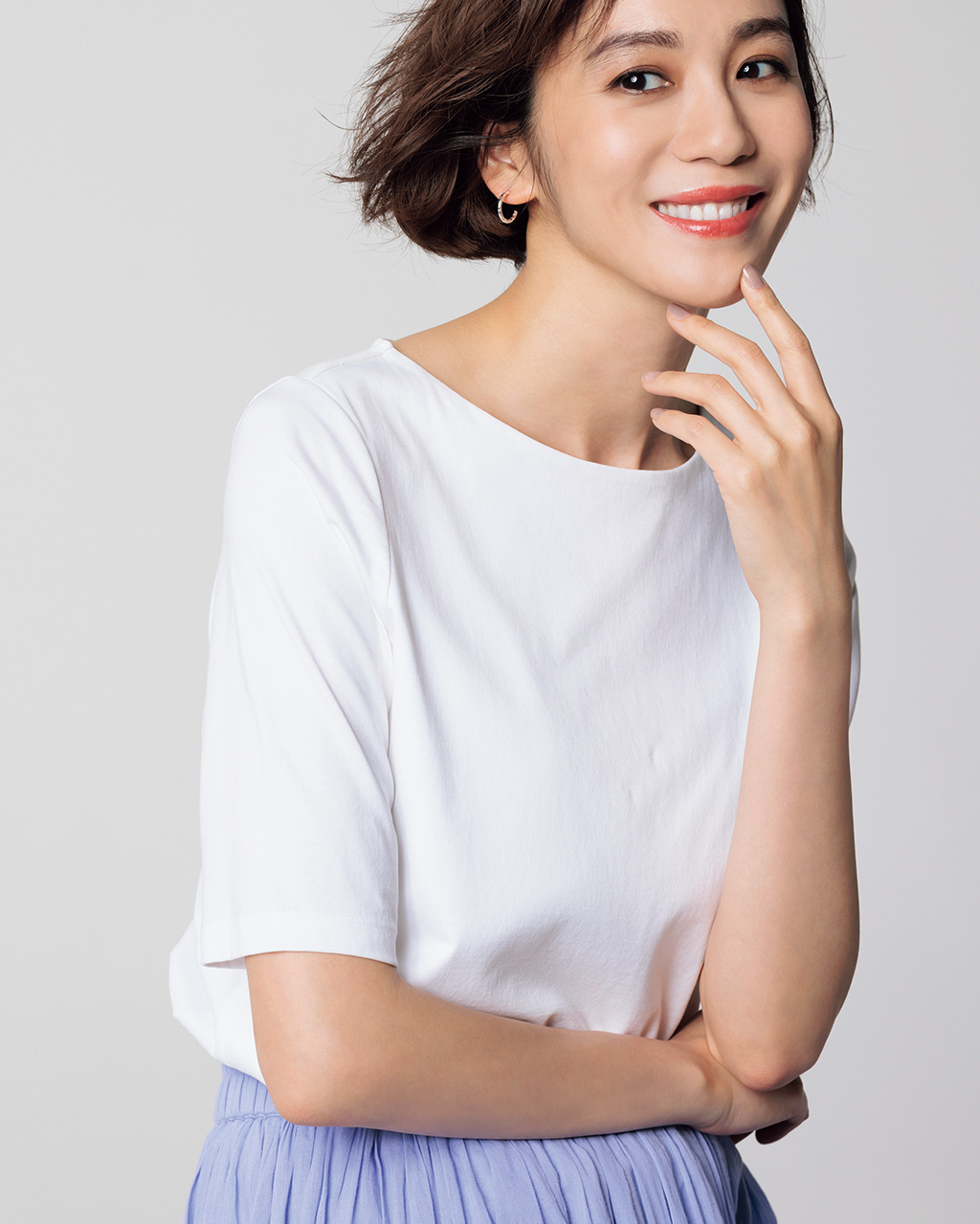 ボートネック／5分袖・ドゥクラッセＴシャツ（58cm丈) 詳細画像 ホワイト 1