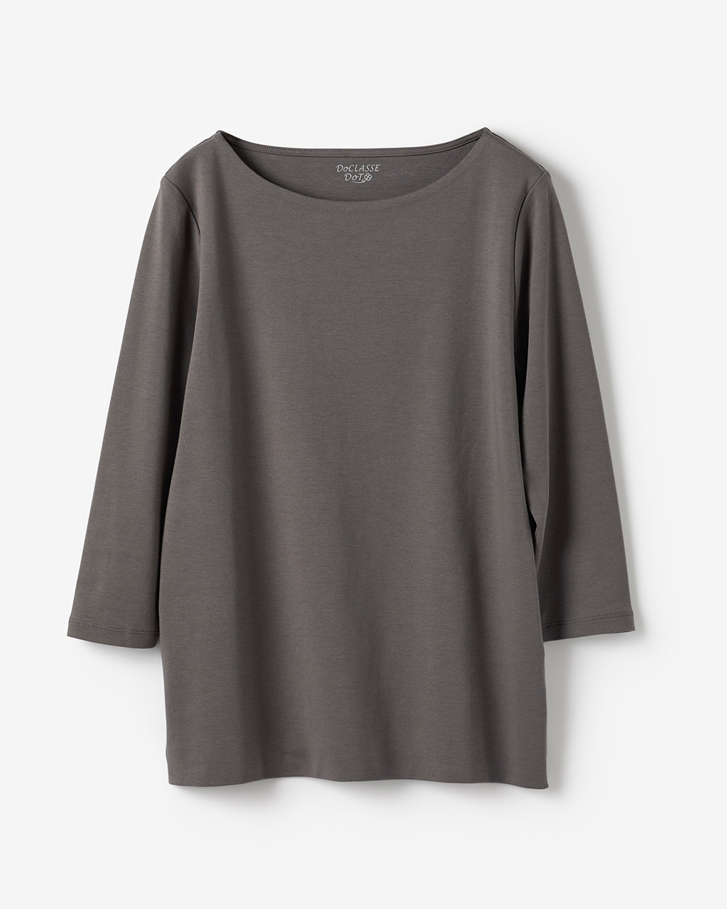 ボートネック／7分袖・ドゥクラッセTシャツ(58cm丈) 詳細画像 チャコール 3