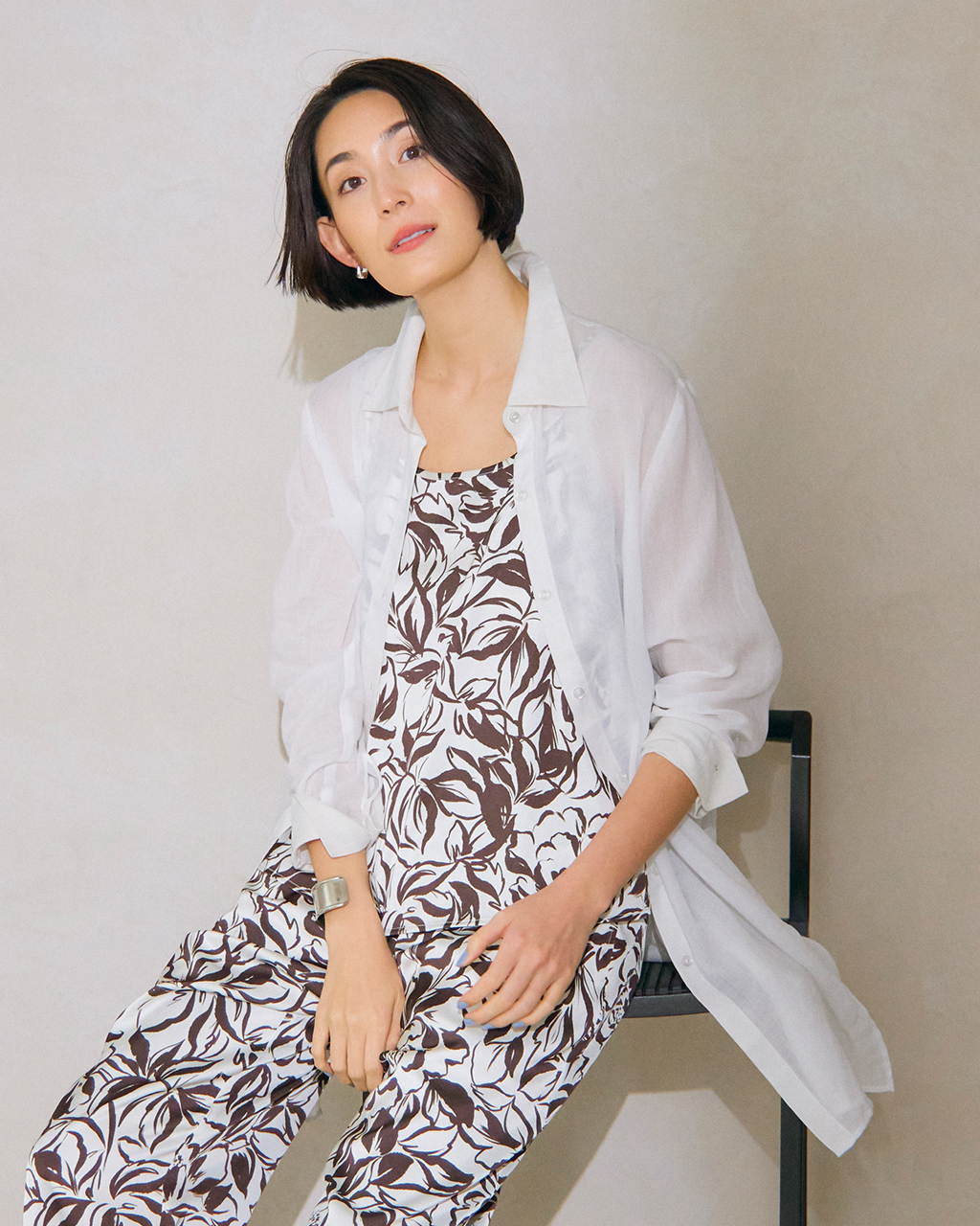 シアーラミー・ロングシャツ 詳細画像 ホワイト 1