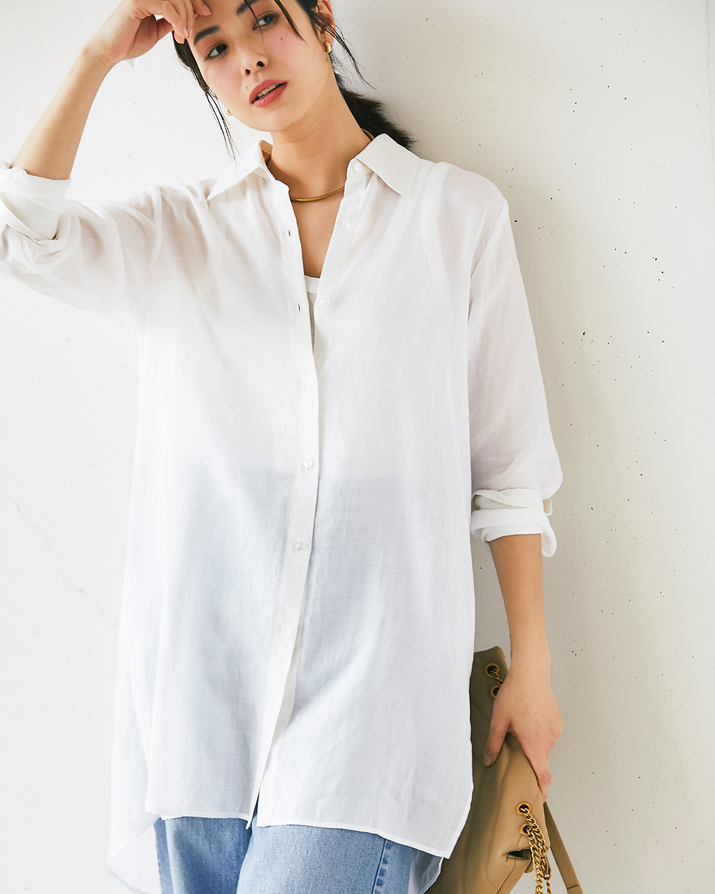 シアーラミー・ロングシャツ 詳細画像 ホワイト 2