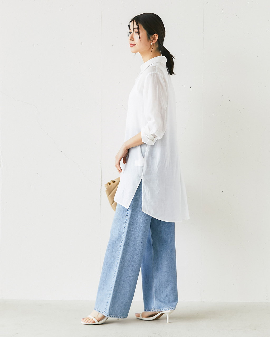 シアーラミー・ロングシャツ 詳細画像 ホワイト 4