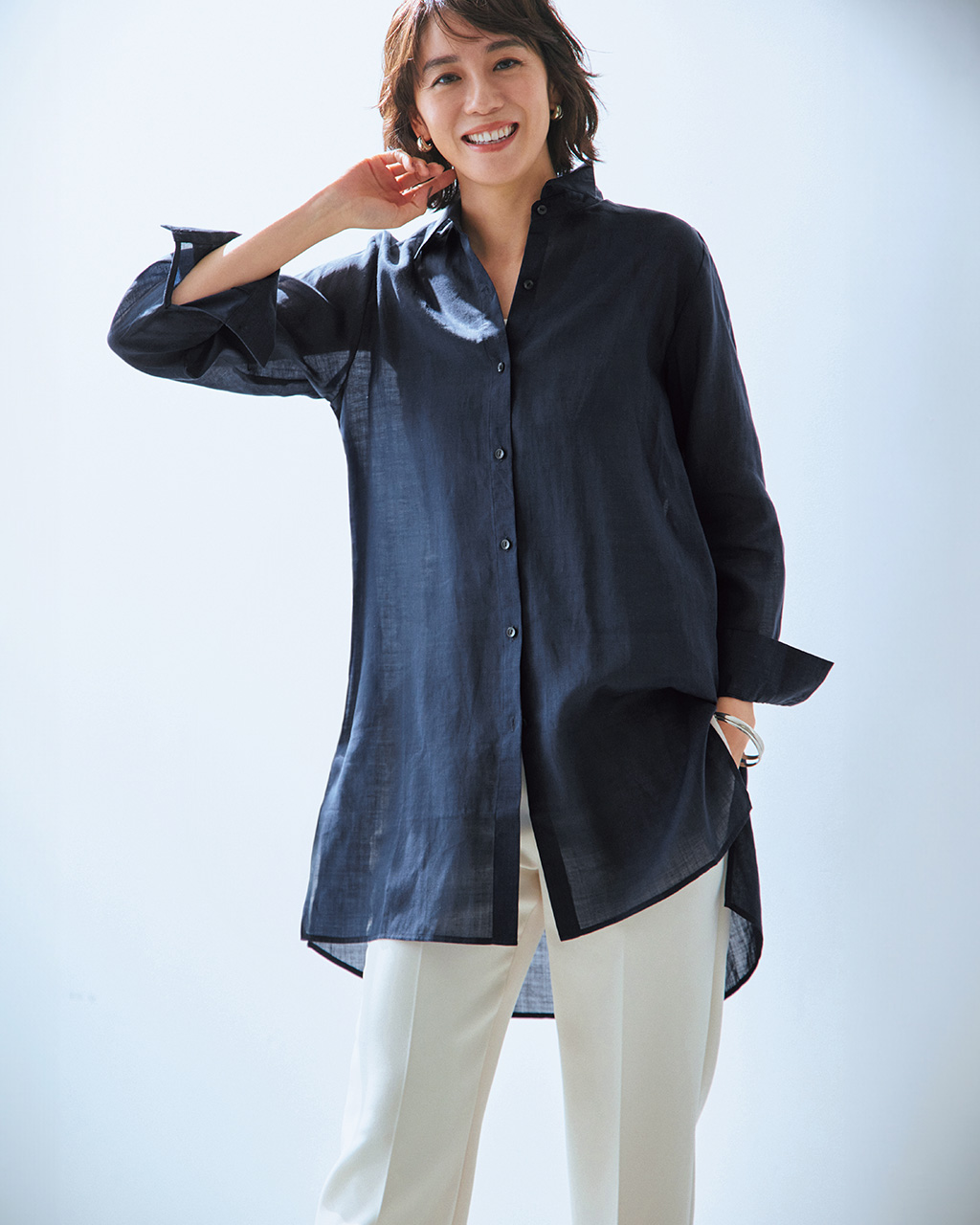 シアーラミー・ロングシャツ 詳細画像
