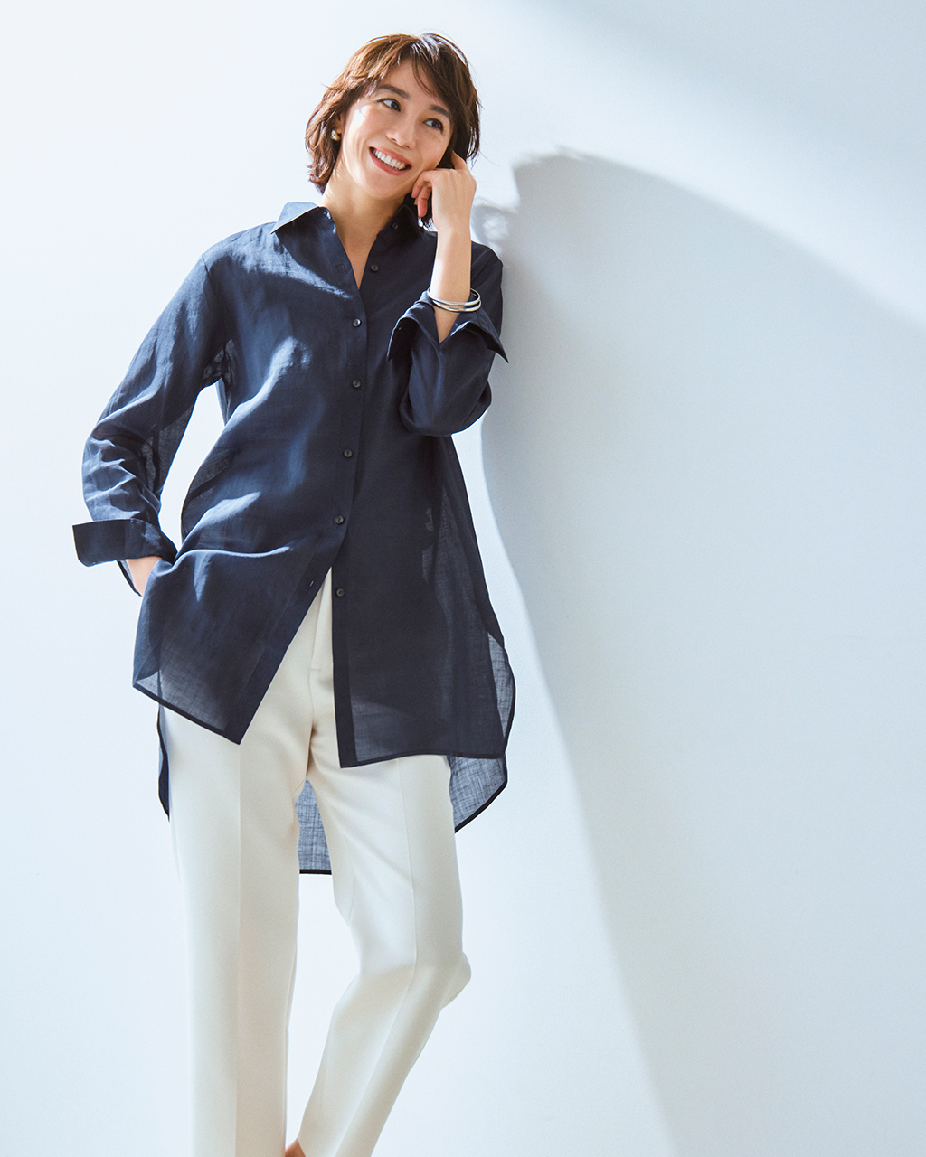 シアーラミー・ロングシャツ 詳細画像 ネイビー 2