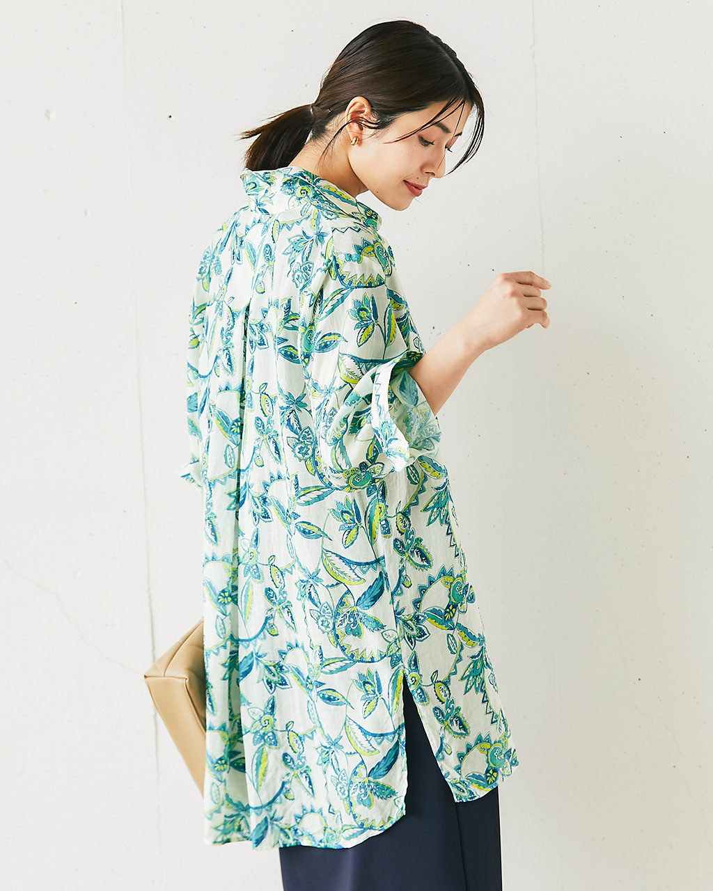 シアーラミー・ロングシャツ 詳細画像 グリーン・パターン 3