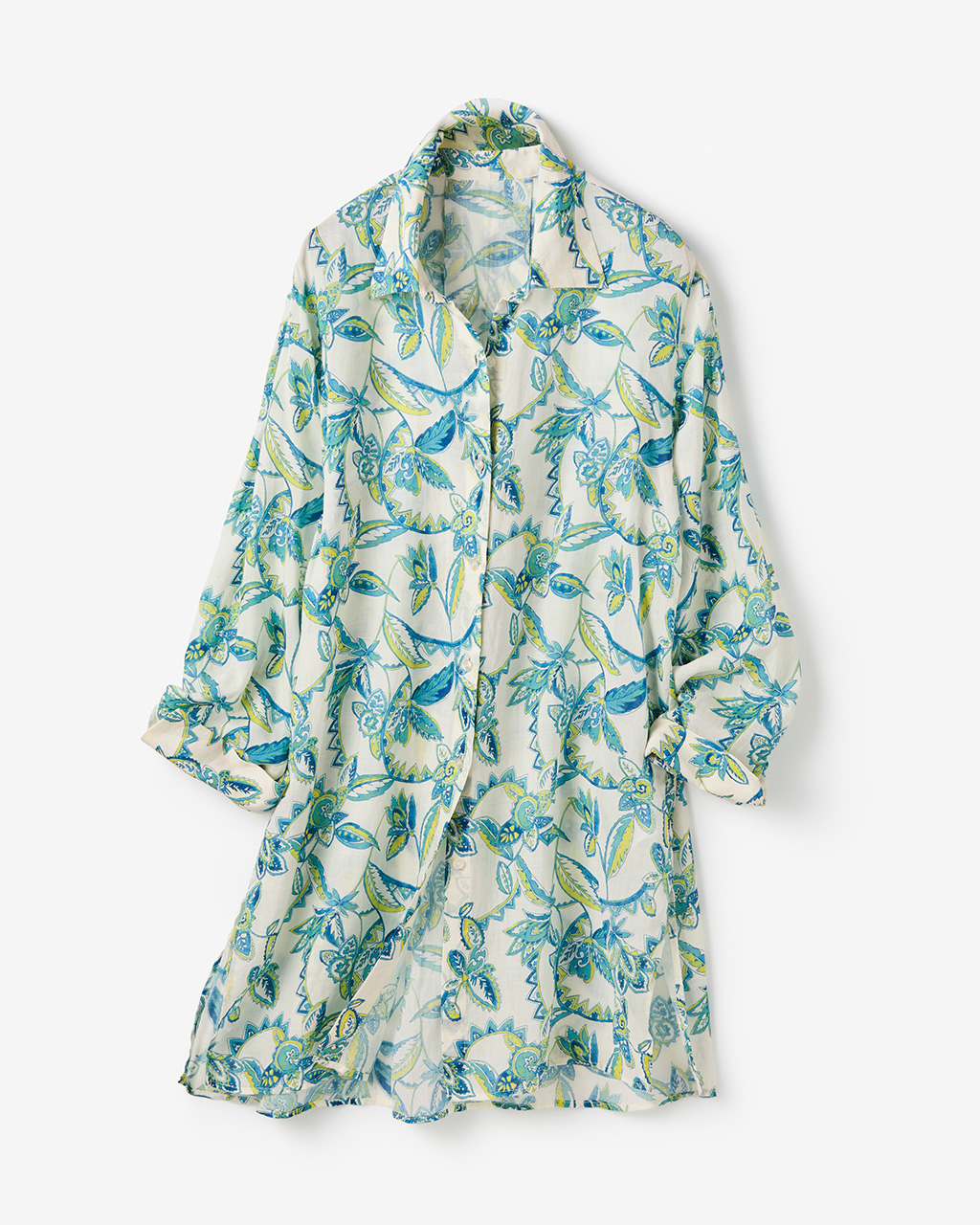 シアーラミー・ロングシャツ 詳細画像 グリーン・パターン 5