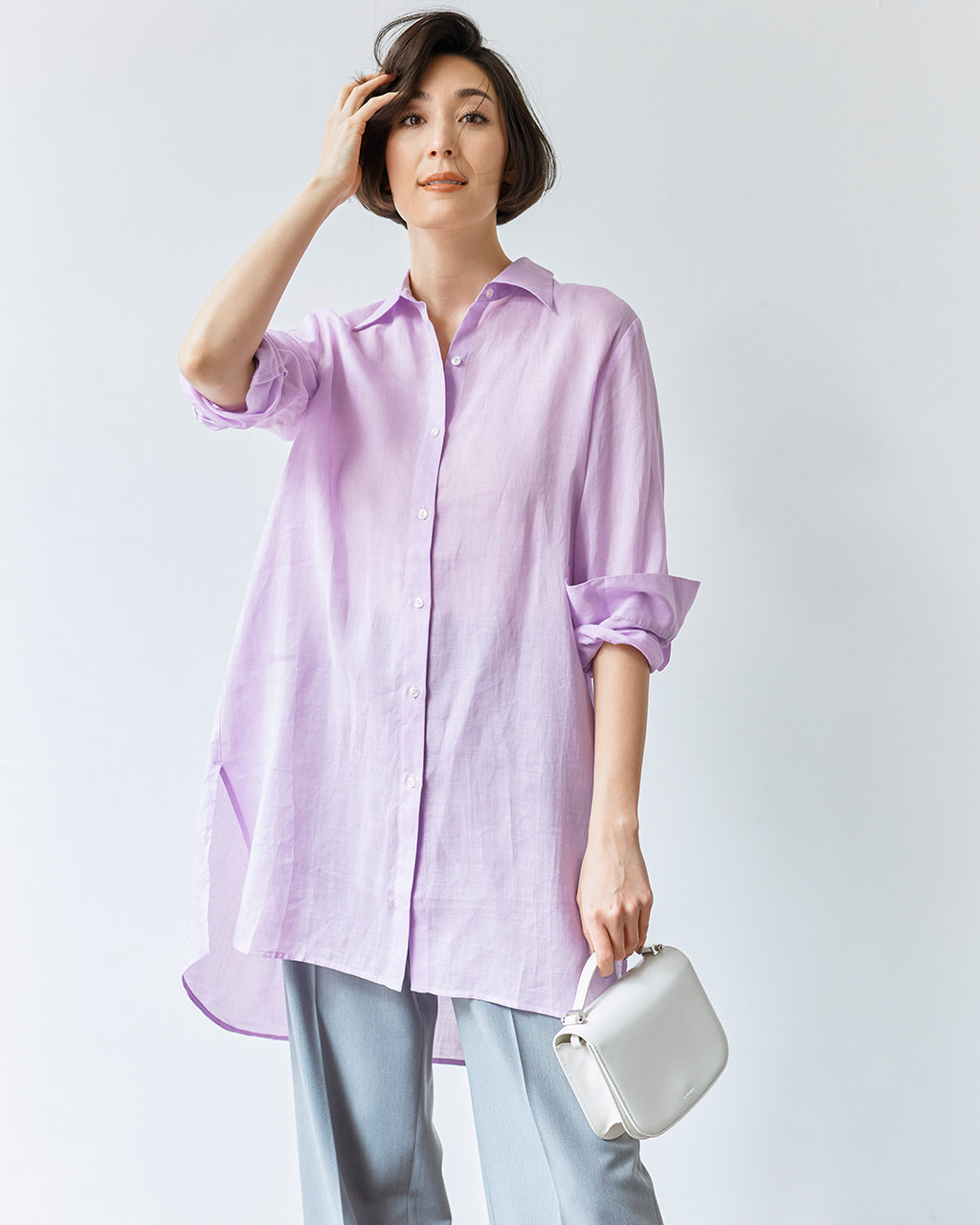 シアーラミー・ロングシャツ 詳細画像 ライラック 2
