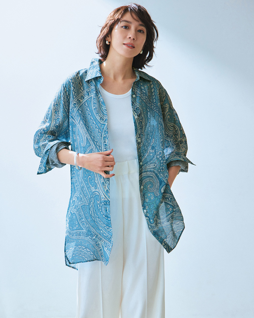 シアーラミー・ロングシャツ 詳細画像 ペイズリー 5
