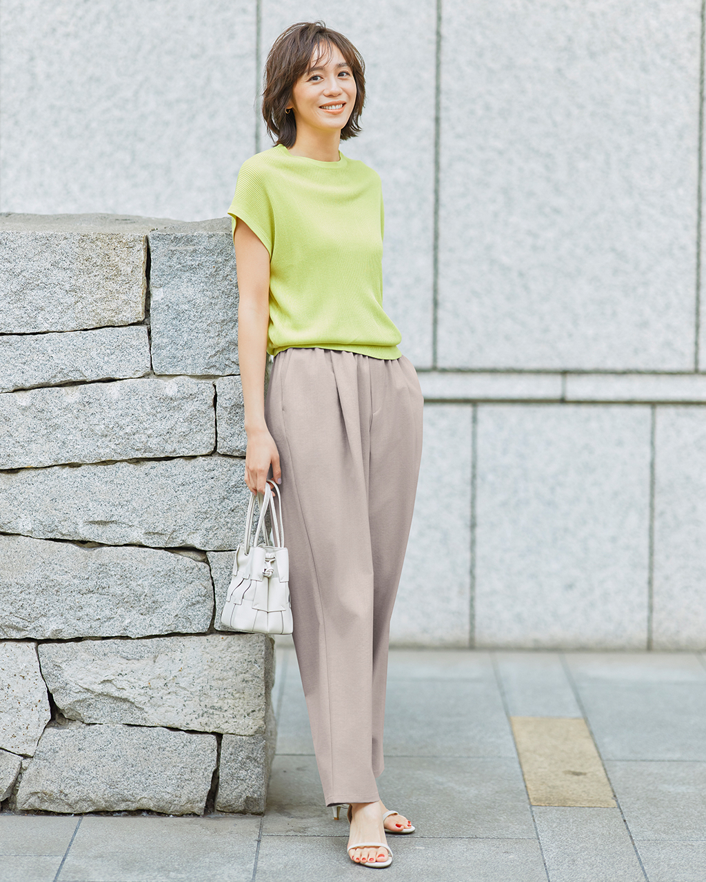 リネンタッチ・タックストレートパンツ63cm 詳細画像