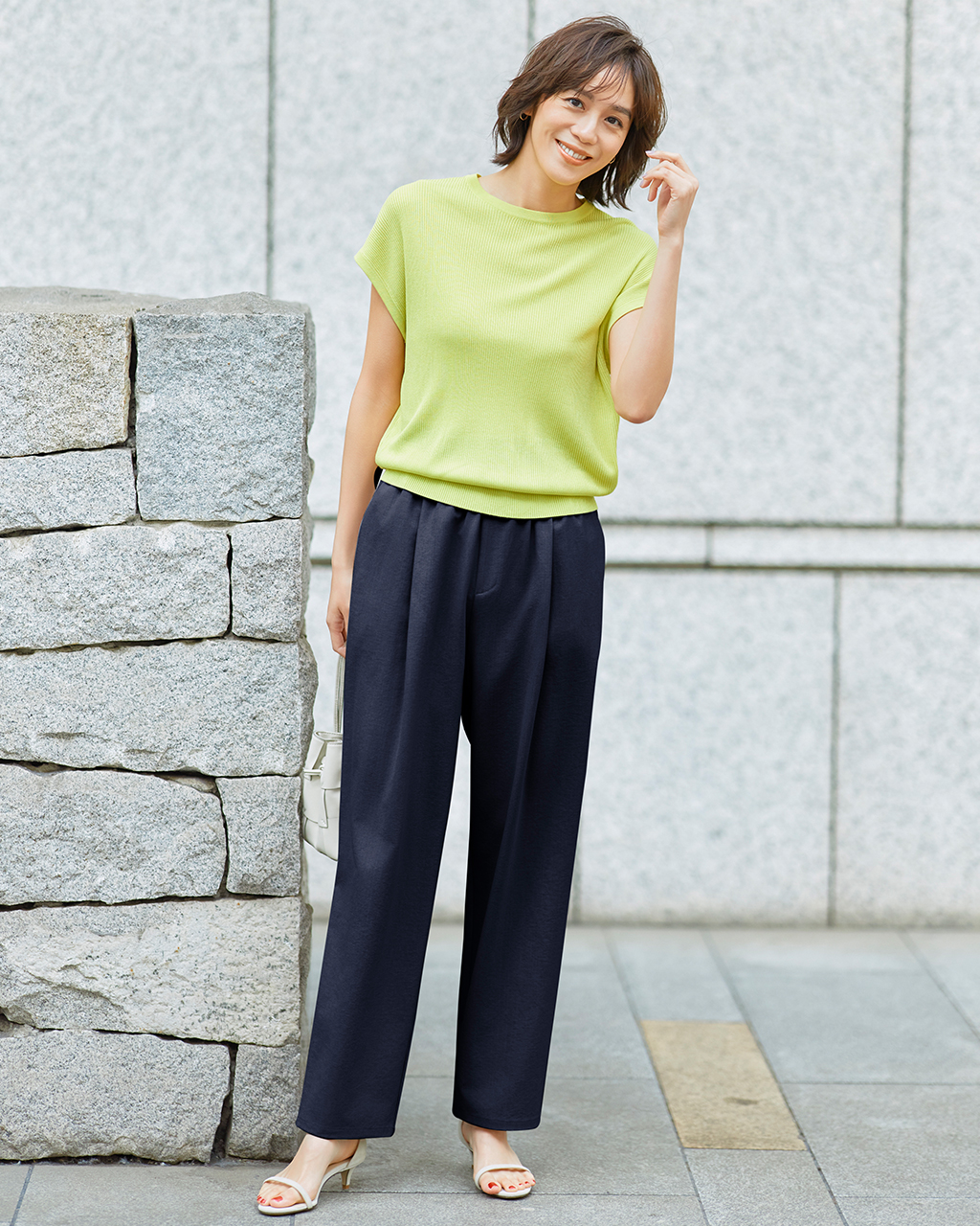 リネンタッチ・タックストレートパンツ63cm 詳細画像 ミッドナイトブルー 1