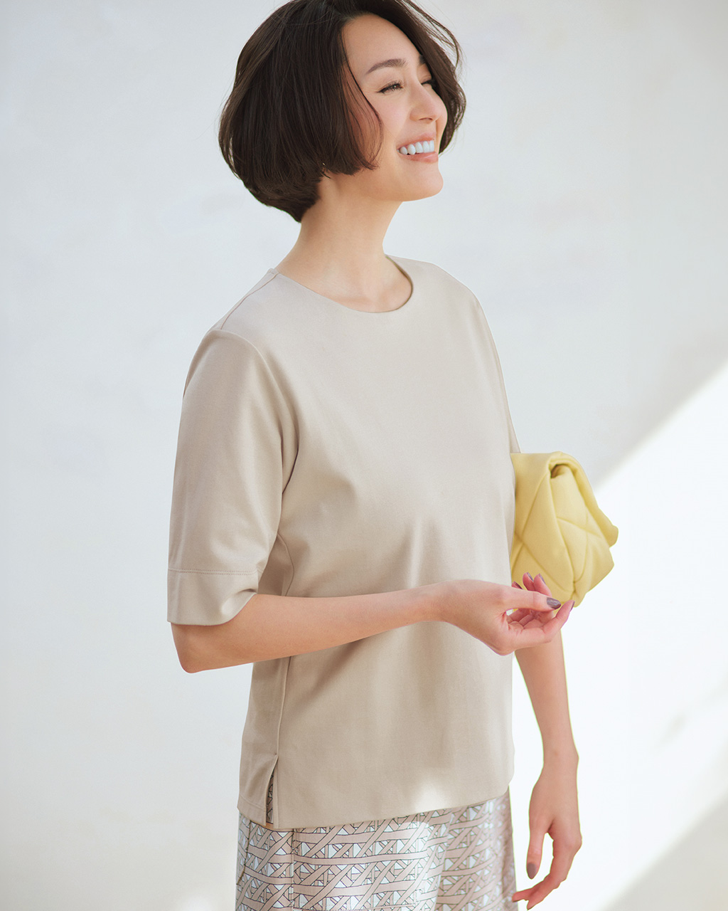 コンパクトフォルム／5分袖・ドゥクラッセTシャツ 詳細画像 ライトグレー 1