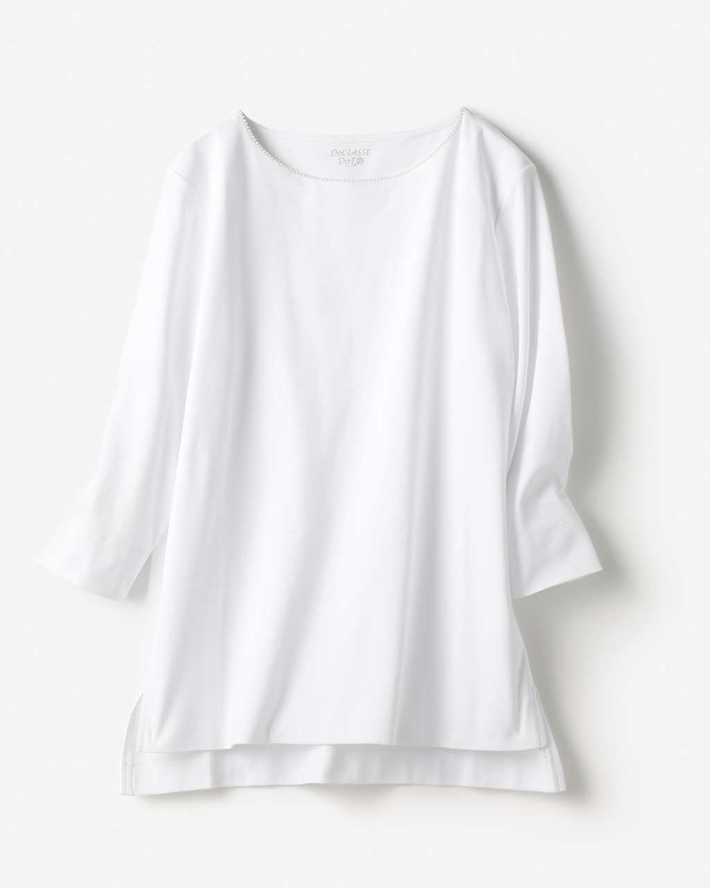 パールトリムボートネック／7分袖・ドゥクラッセTシャツ 詳細画像 ホワイト 6
