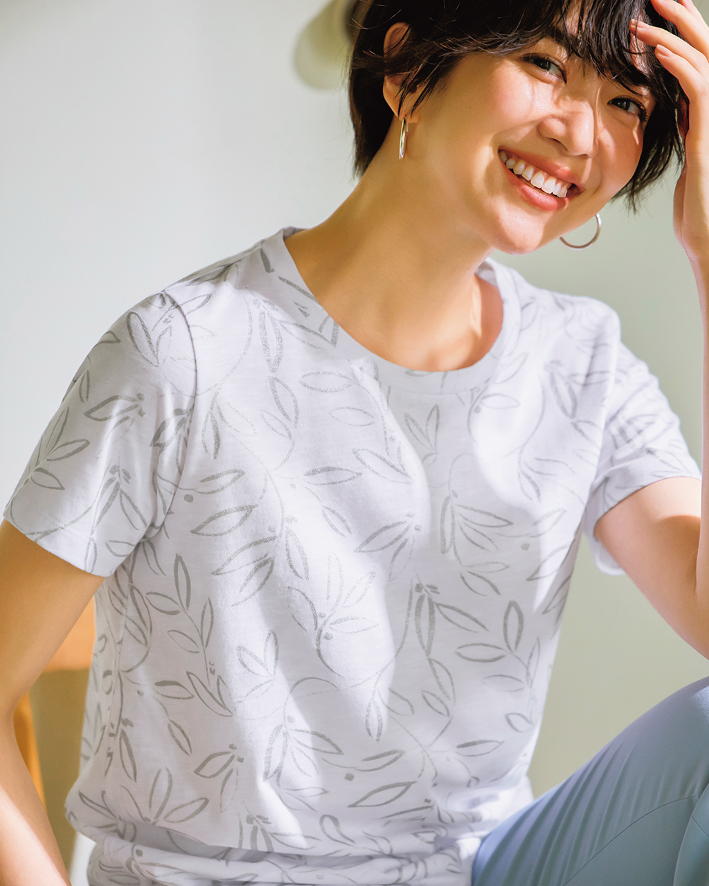 綿スラブ・総柄プリントTシャツ 詳細画像
