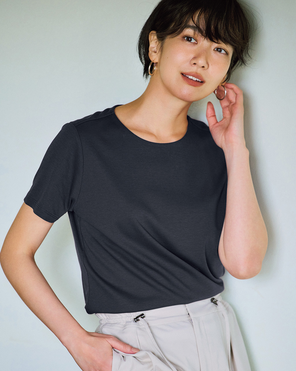クルーネック・半袖／スーピマ・ドゥクラッセTシャツ 詳細画像 ミッドナイトブルー 1