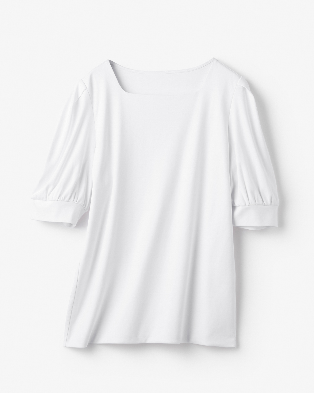 スクエアネック・パフ袖／スーピマ・ドゥクラッセTシャツ 詳細画像 ホワイト 3