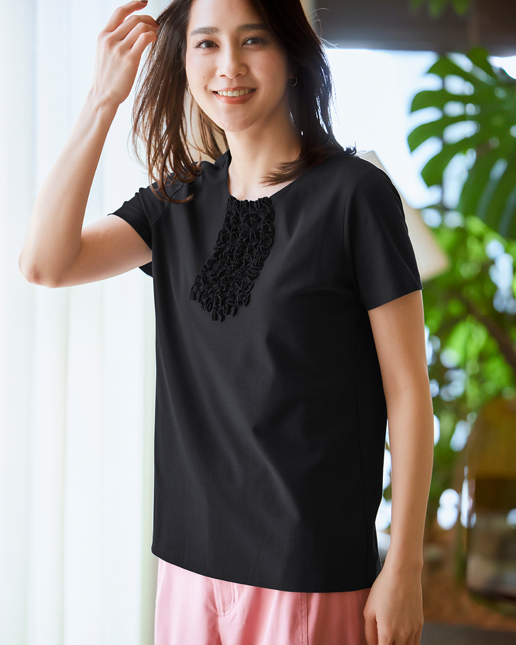 シフォンフリル／スーピマ・ドゥクラッセTシャツ 詳細画像